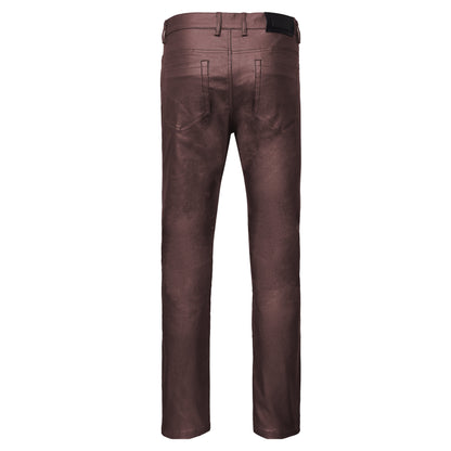 Versatile Vogue Metallic Jeans WINE - Dudes Boutique