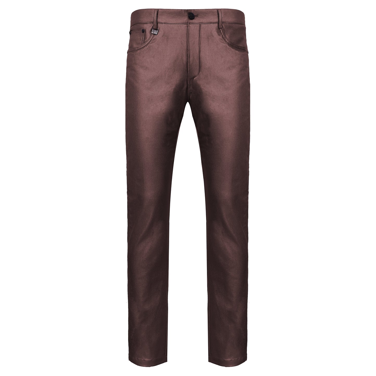 Versatile Vogue Metallic Jeans WINE - Dudes Boutique
