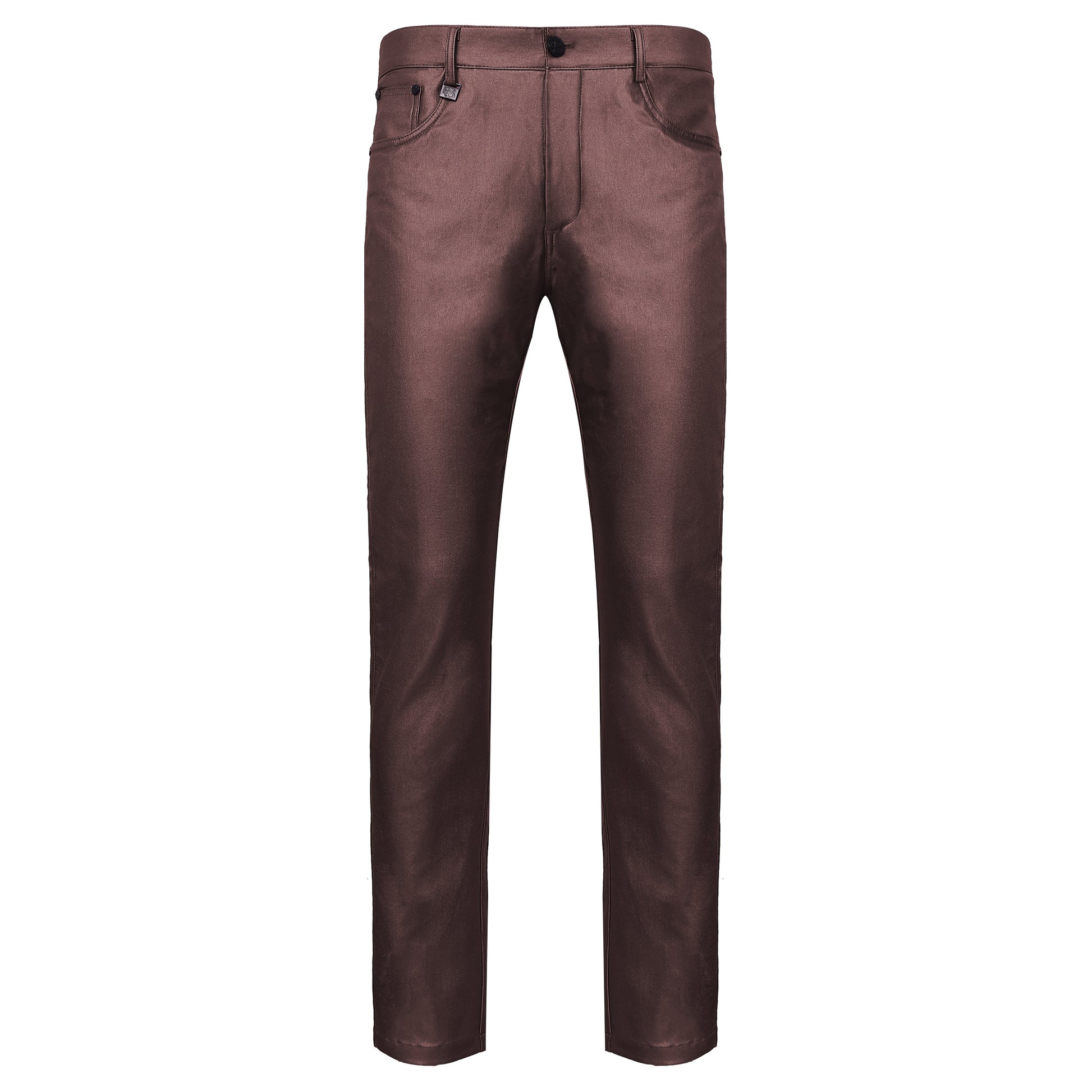 Versatile Vogue Metallic Jeans WINE - Dudes Boutique