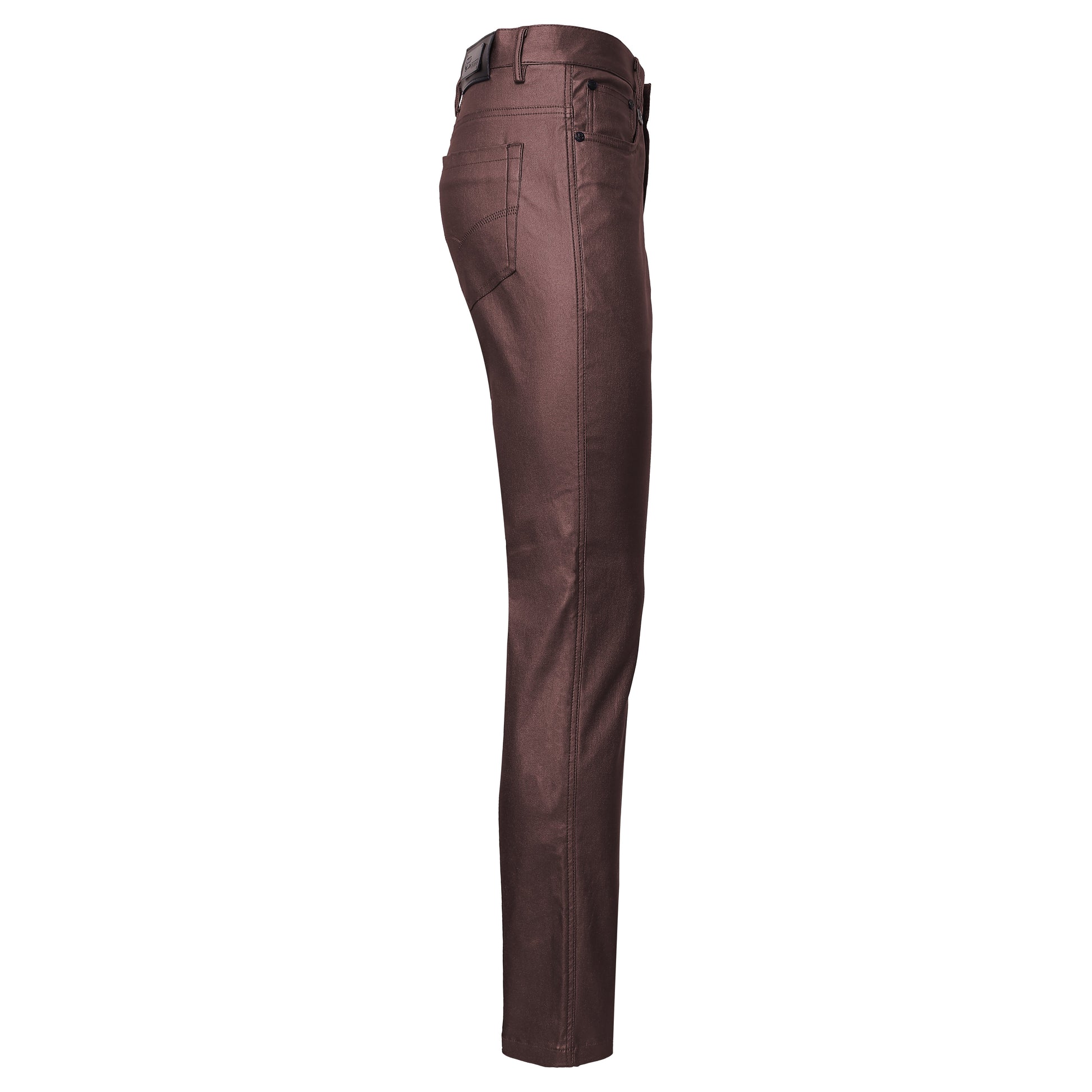 Versatile Vogue Metallic Jeans WINE - Dudes Boutique