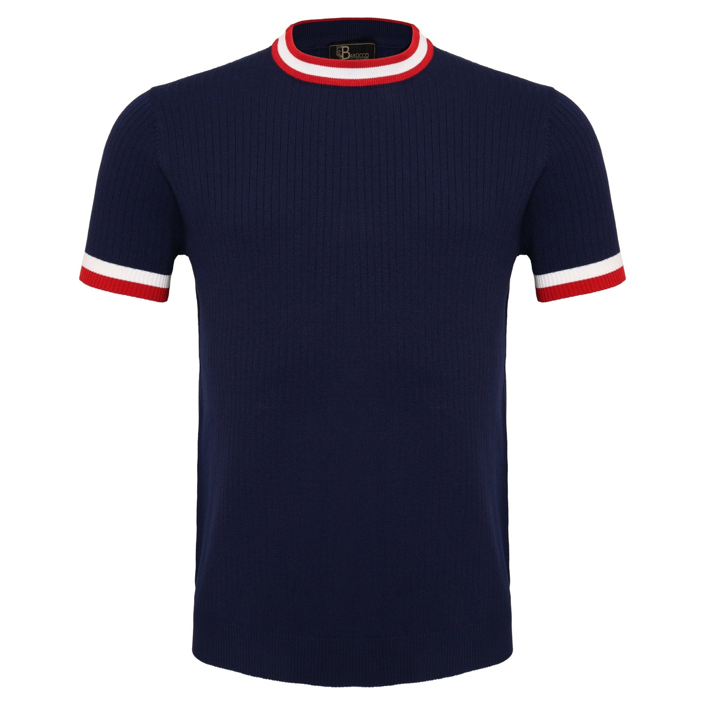 Elite Contrast Ribbed Knit Tee NAVY