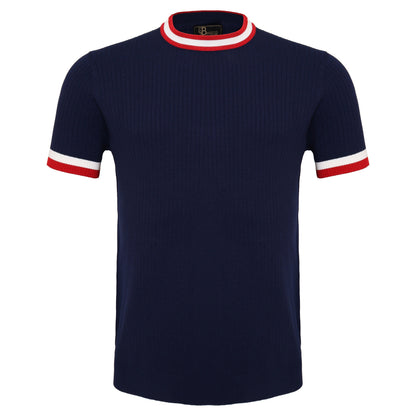 Elite Contrast Ribbed Knit Tee NAVY