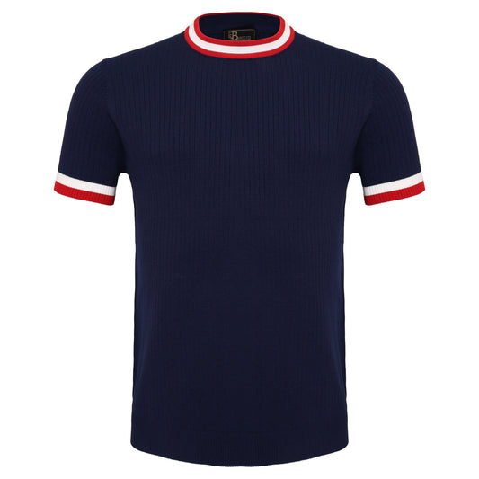 Elite Contrast Ribbed Knit Tee NAVY