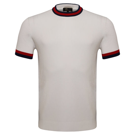 Elite Contrast Ribbed Tee WHITE