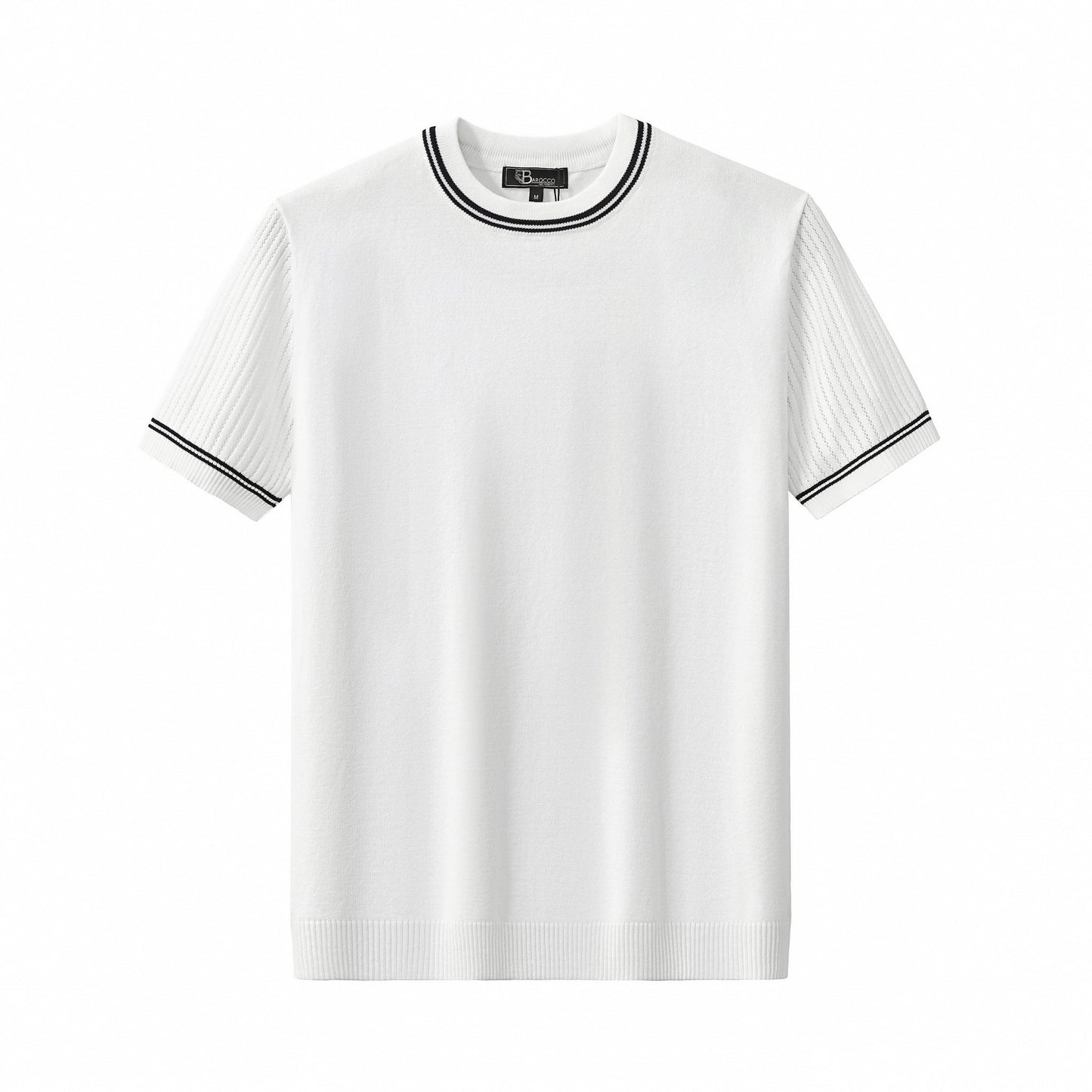 Strato Trim Knit Tee WHITE