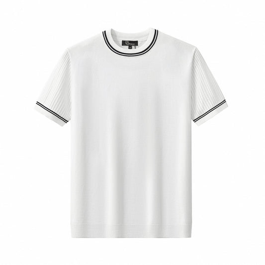 Strato Trim Knit Tee WHITE