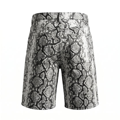 Waimea Python Pattern PU Leather Cargo Shorts