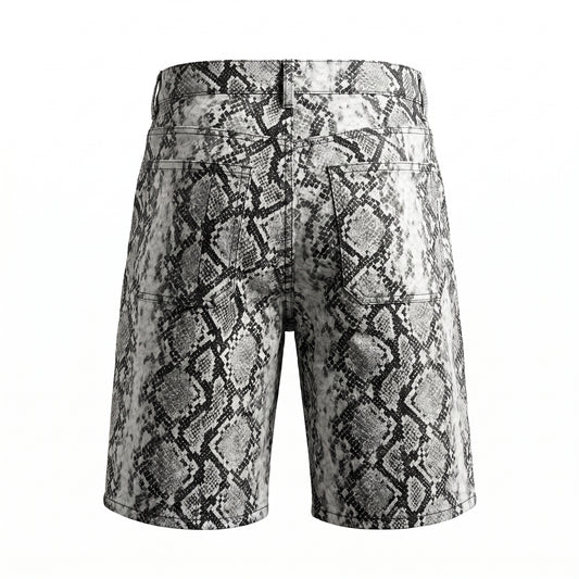 Waimea Python Pattern PU Leather Cargo Shorts