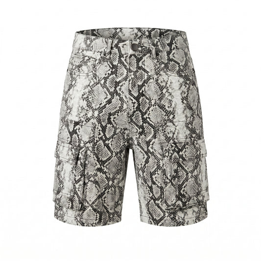 Waimea Python Pattern PU Leather Cargo Shorts