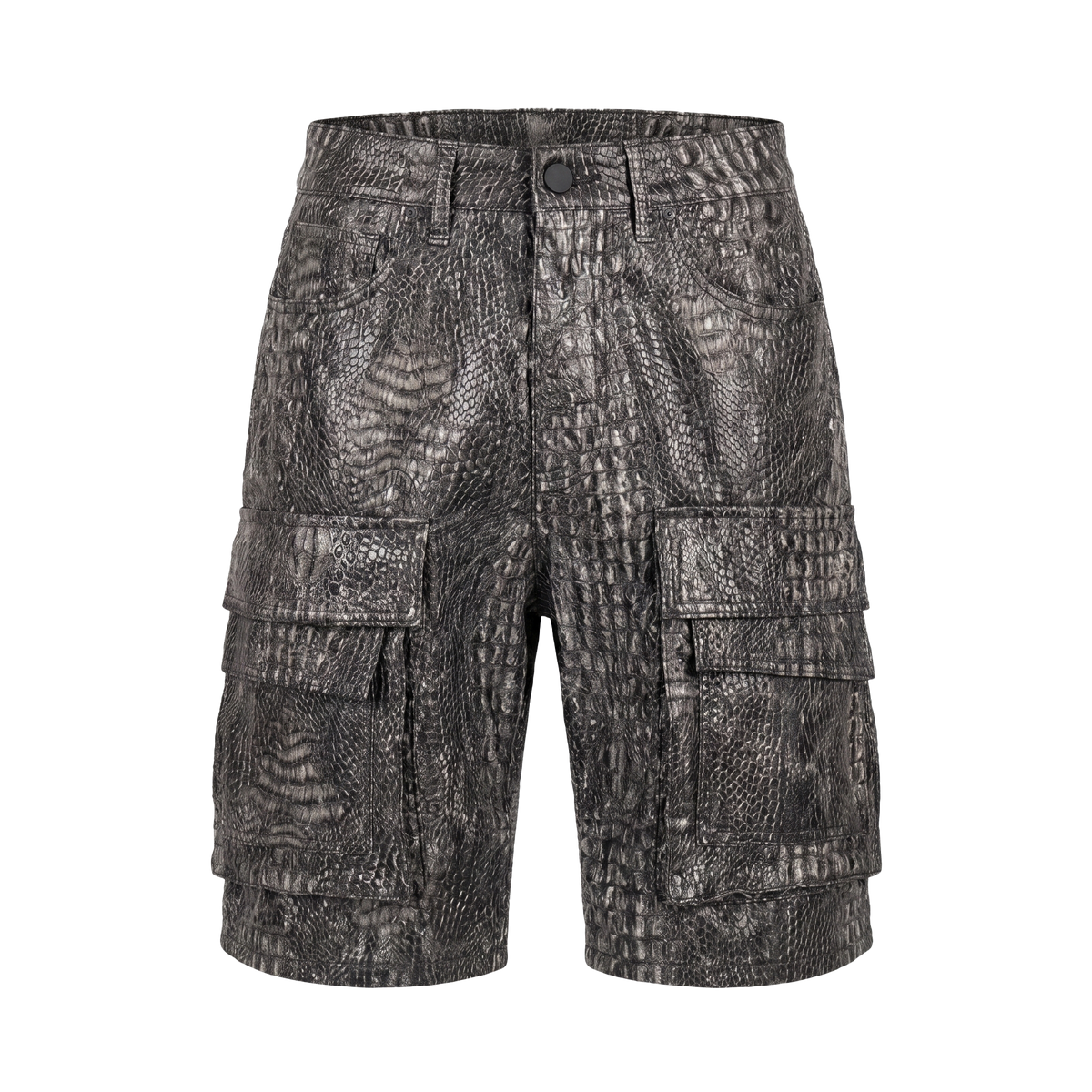 Waimea Alligator Print PU Leather Cargo Shorts