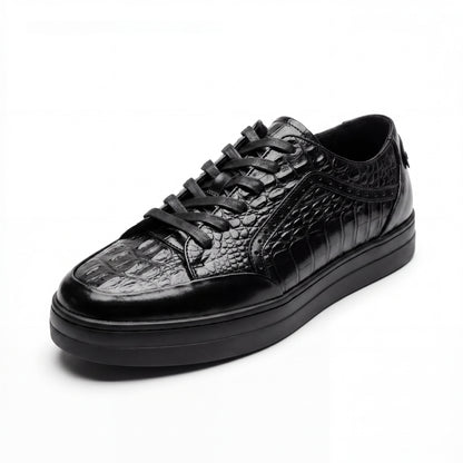 Giovanni Timo Black Embossed Crocodile Sneakers