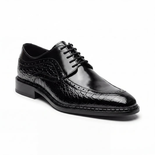 Giovanni Terence Black Embossed Crocodile Dress Shoes