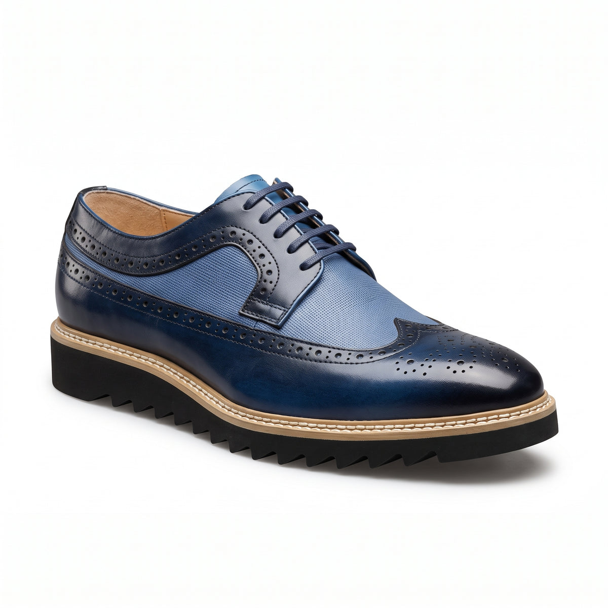 Giovanni 'Tone' Blue/LtBlue Leather Sneakers