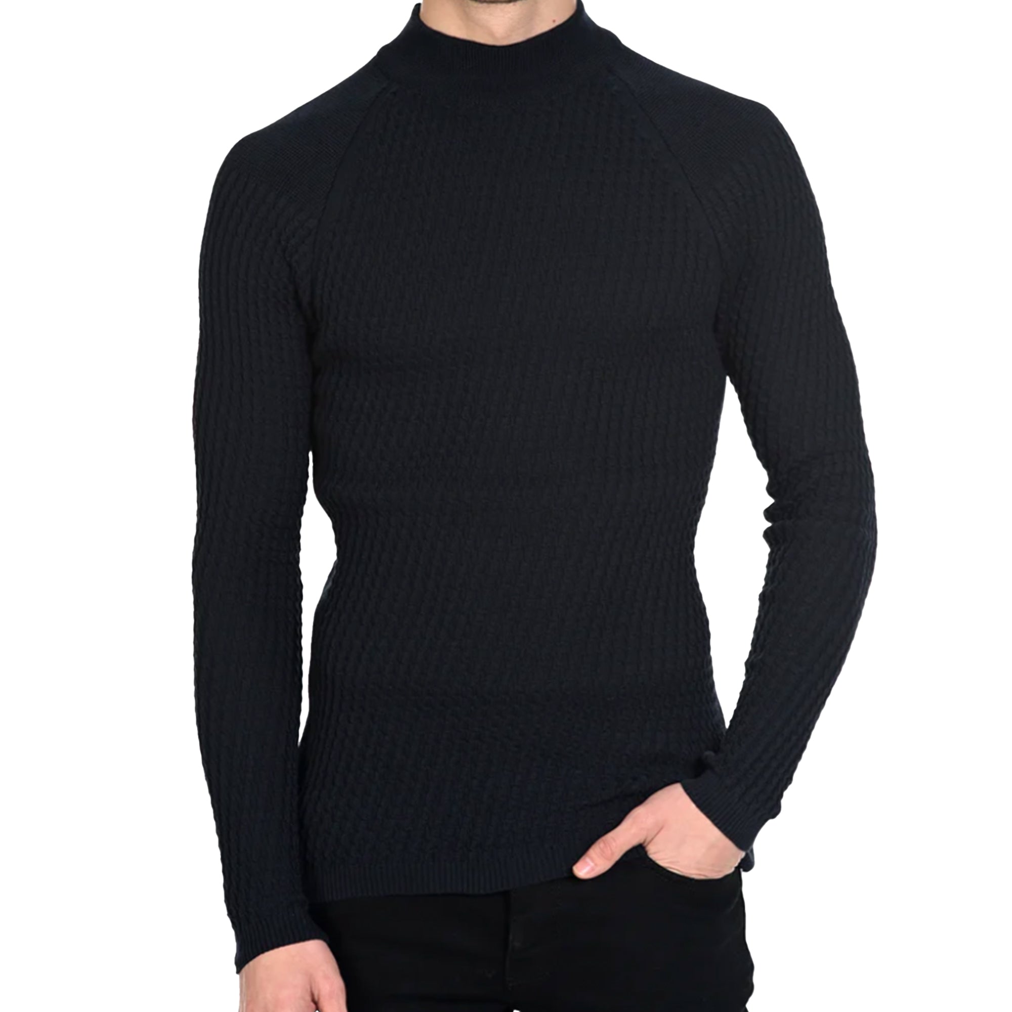 LCR Black Ribbed Cable Knit Sweater - Dudes Boutique