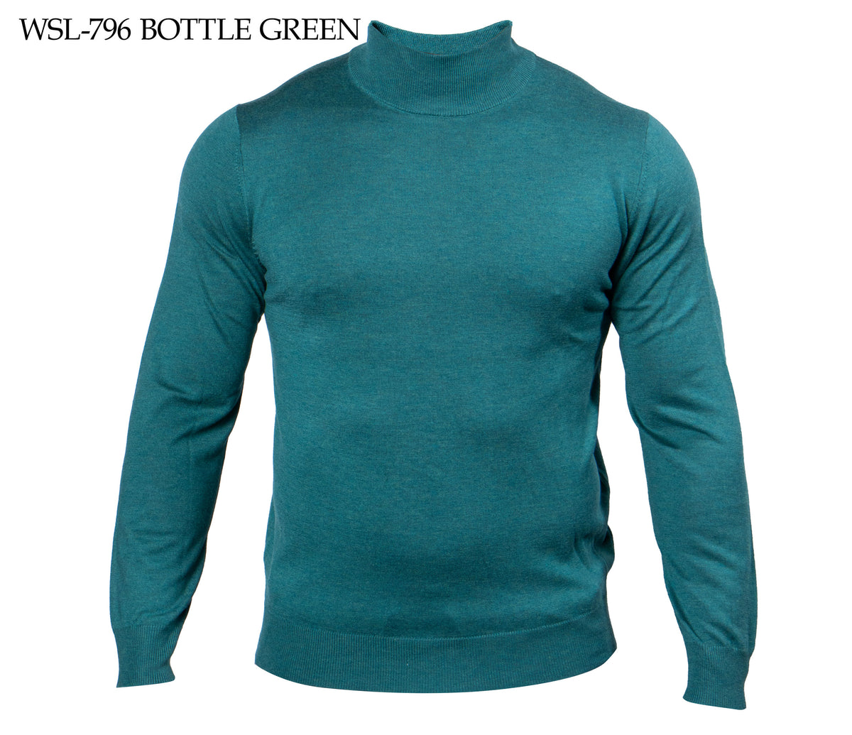 Prestige Bottle Green Mock Neck Elite Wool Sweater - Dudes Boutique