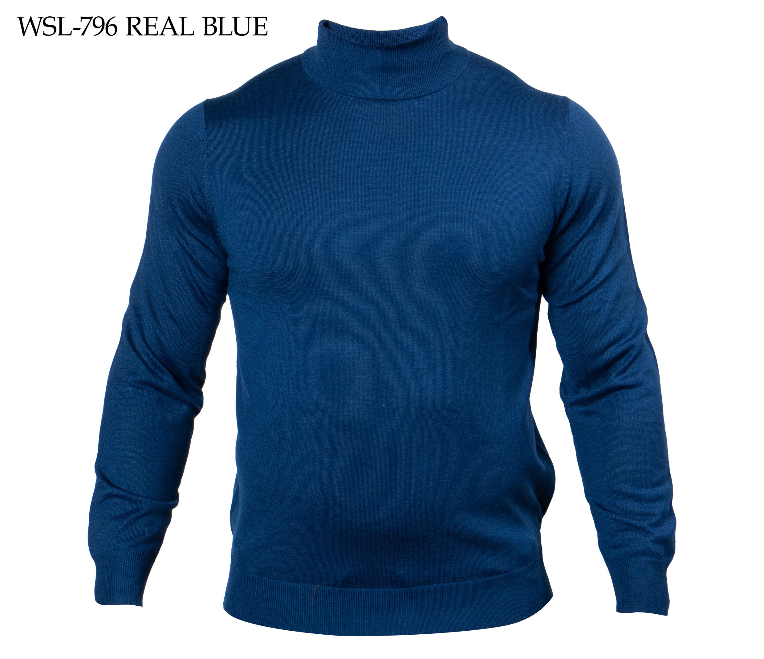 Prestige Real Blue Mock Neck Elite Wool Sweater - Dudes Boutique