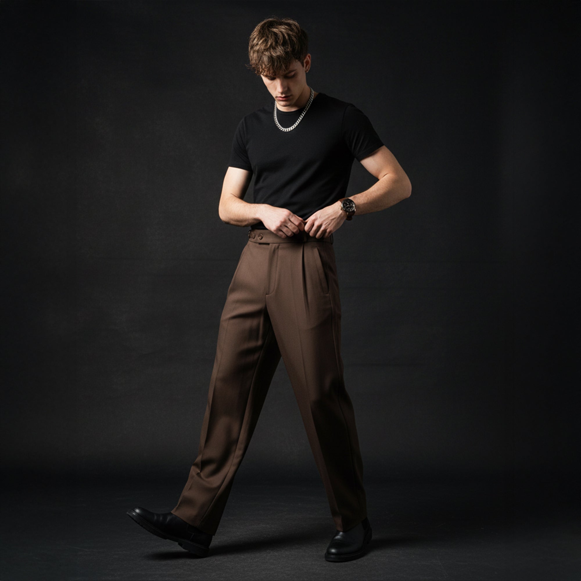 Wellington Side-Tab Trousers COFFEE – Dudes Boutique