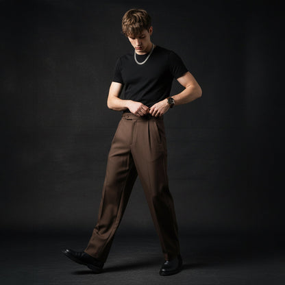 Wellington Side-Tab Trousers COFFEE