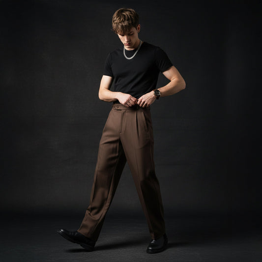 Wellington Side-Tab Trousers COFFEE