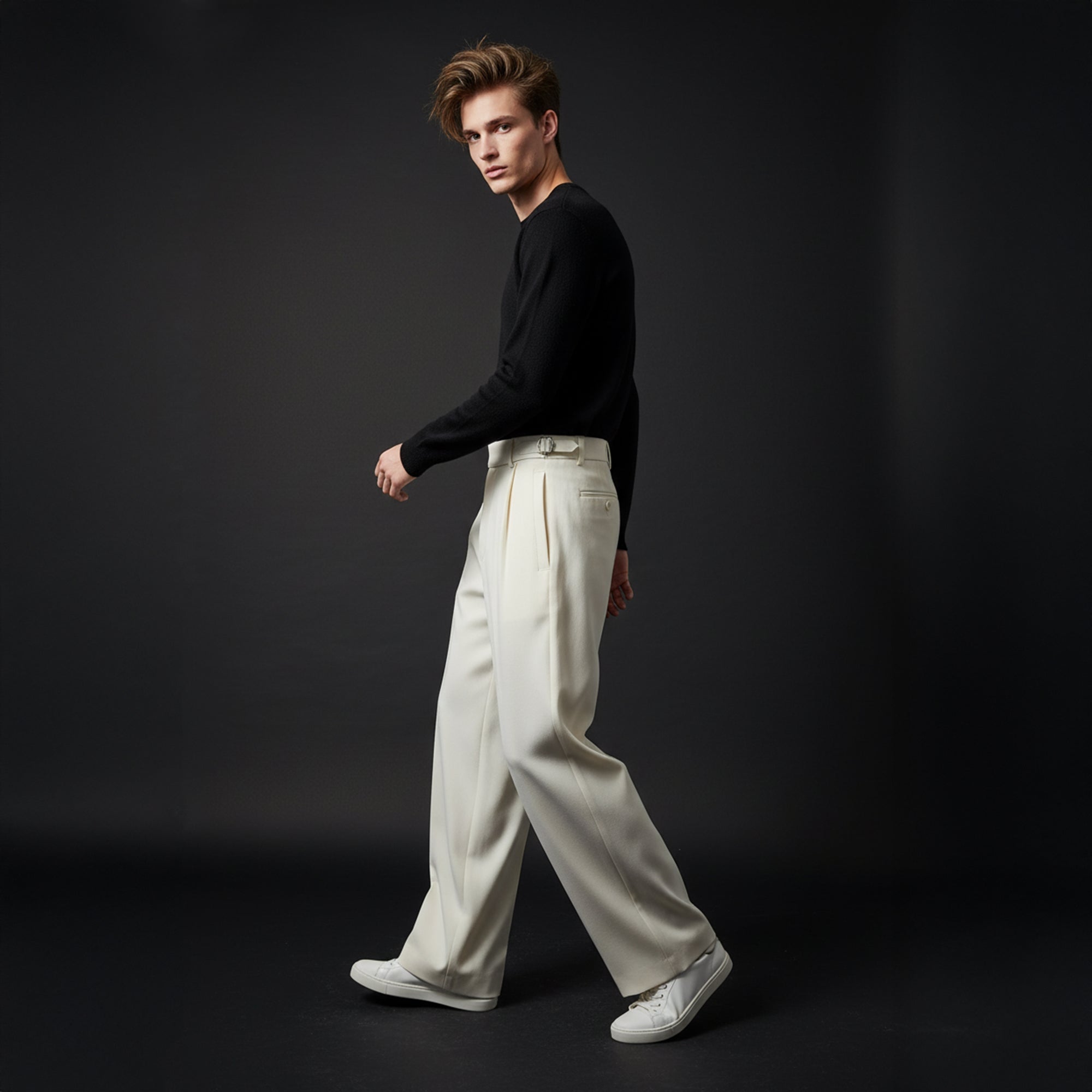 Wellington Side-Tab Trousers IVORY