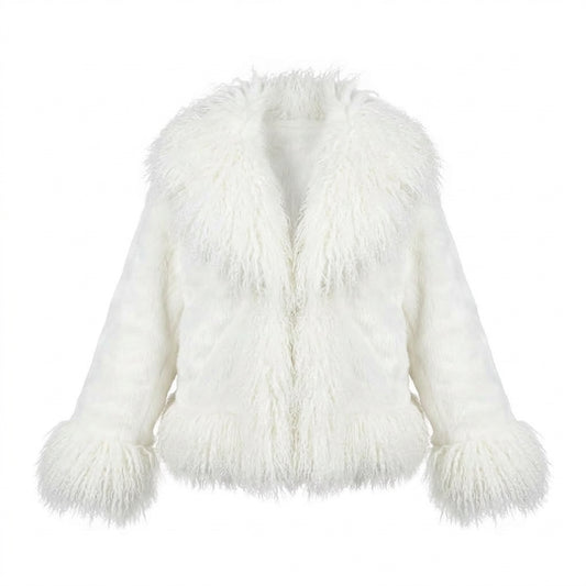 Kashani Women's White Rabbit / Mongolian Lamb Fur Jacket