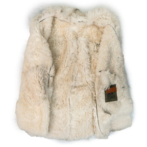 Kashani Green / White Mongolian Lamb Shearling Trench Coat - Dudes Boutique