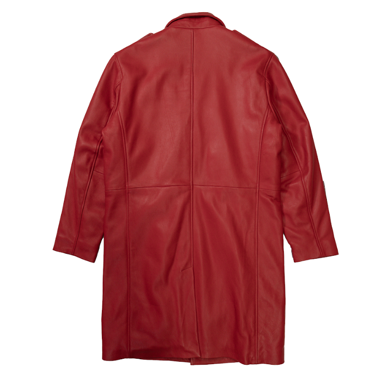 Kashani Red Lambskin Trench Coat - Dudes Boutique