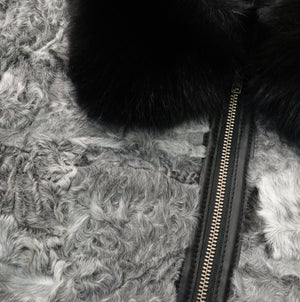 Kashani Grey Persian Lamb / Fox Fur Collar Jacket - Dudes Boutique