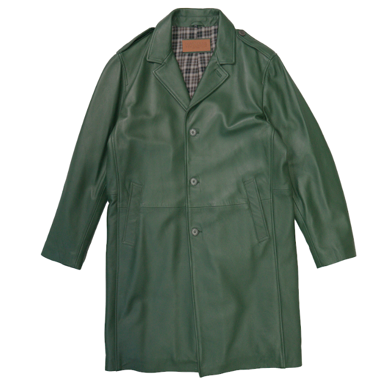 Kashani Forest Green Lambskin Trench Coat - Dudes Boutique