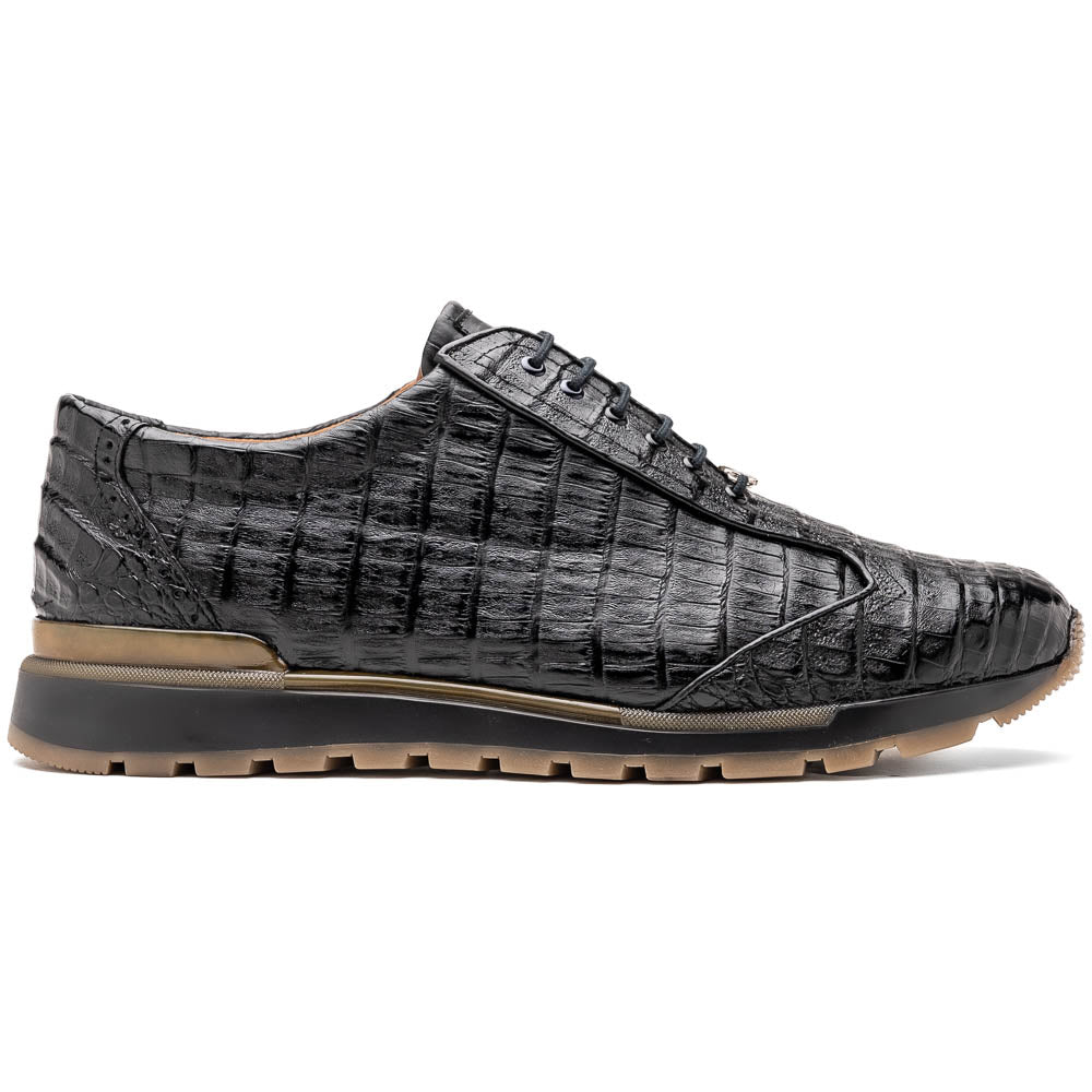 Marco Di Milano Alonzo Black All Over Caiman Crocodile Sneakers - Dudes Boutique