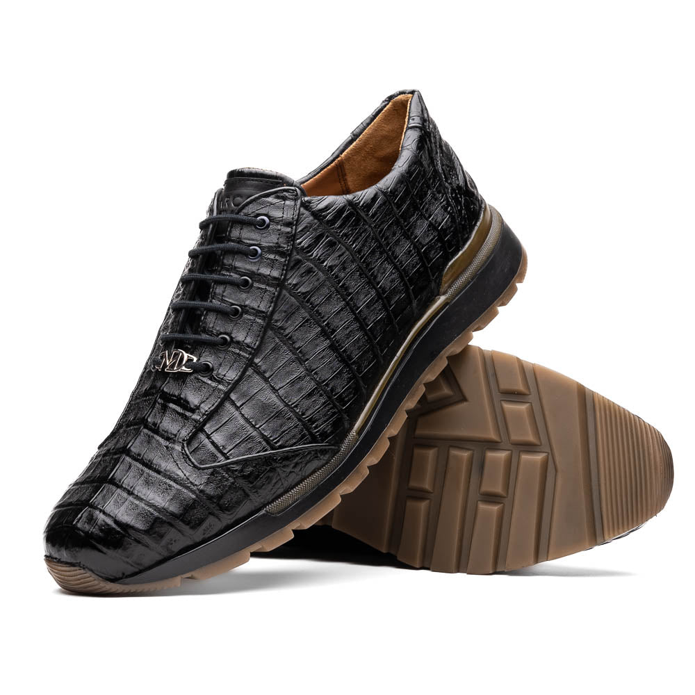 Marco Di Milano Alonzo Black All Over Caiman Crocodile Sneakers
