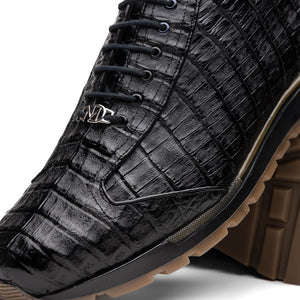 Marco Di Milano Alonzo Black All Over Caiman Crocodile Sneakers - Dudes Boutique