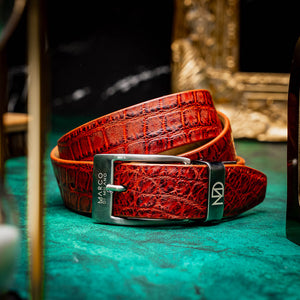 Marco Di Milano Alligator Belt Antique Cognac - Dudes Boutique