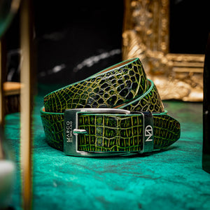 Marco Di Milano Alligator Belt Antique Green - Dudes Boutique