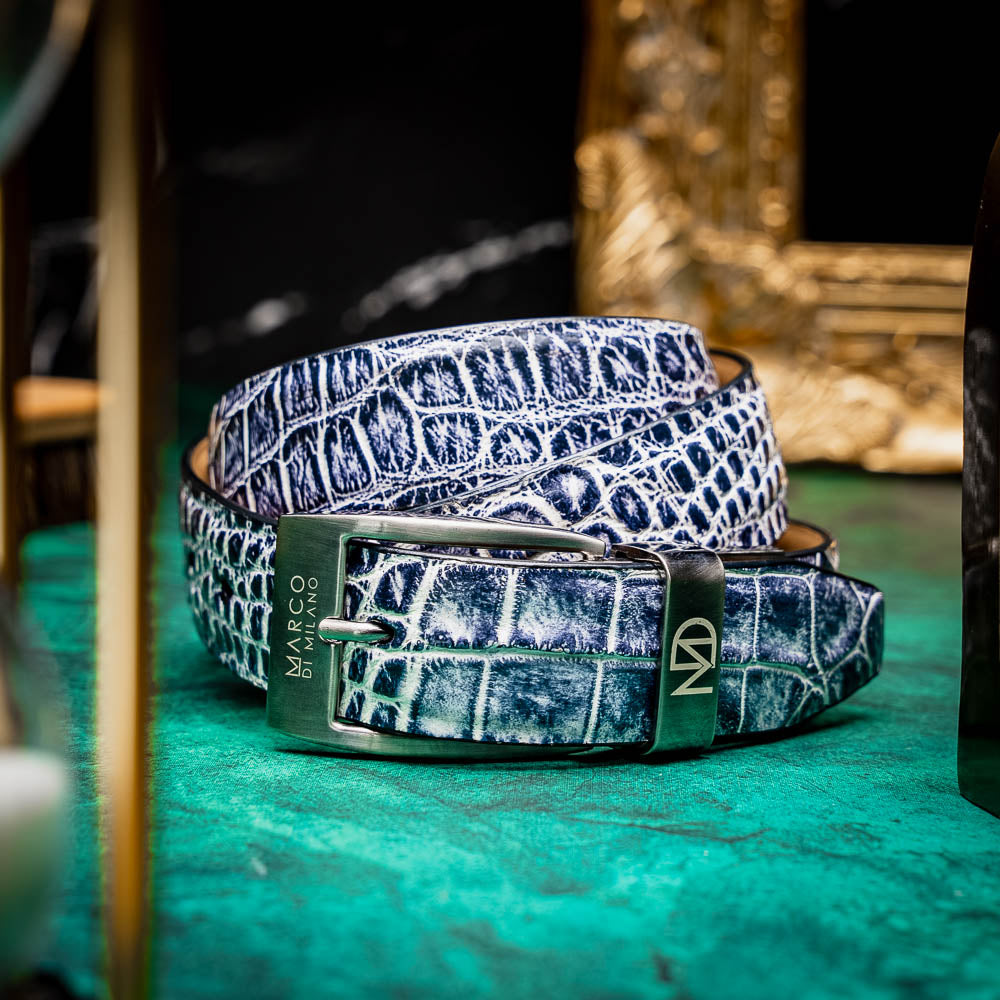 Marco Di Milano Alligator Belt Antique Newspaper - Dudes Boutique