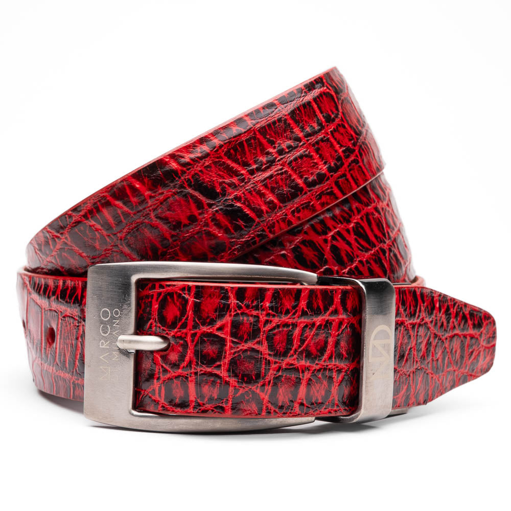 Marco Di Milano Alligator Belt Antique Red - Dudes Boutique