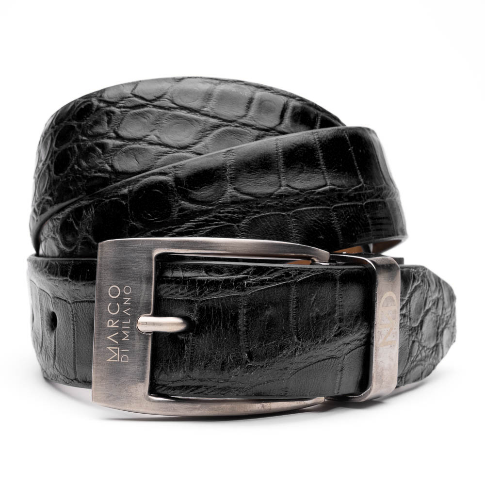 Marco Di Milano Alligator Belt Black - Dudes Boutique