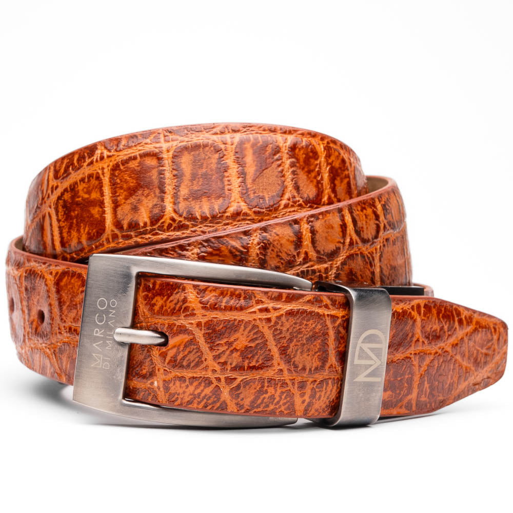 Marco Di Milano Alligator Belt Antique Honey - Dudes Boutique