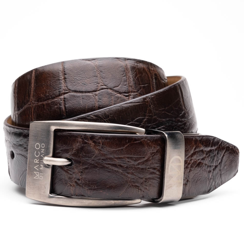 Marco Di Milano Alligator Belt Brown - Dudes Boutique