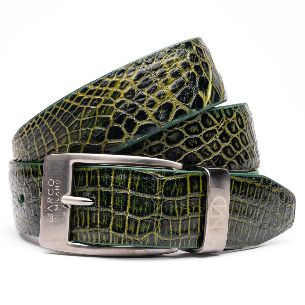 Marco Di Milano Alligator Belt Antique Green - Dudes Boutique