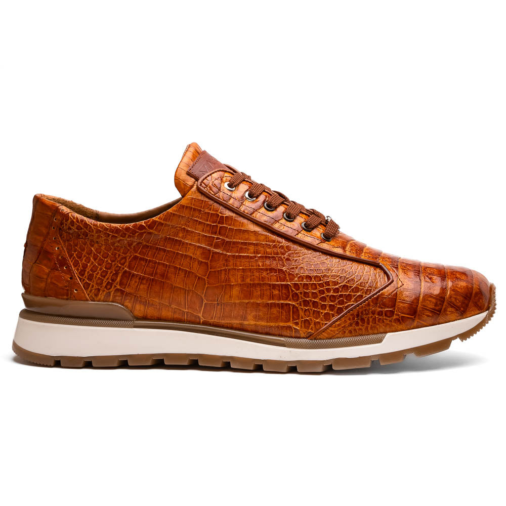 Marco Di Milano Alonzo Cognac All Over Caiman Crocodile Sneakers - Dudes Boutique