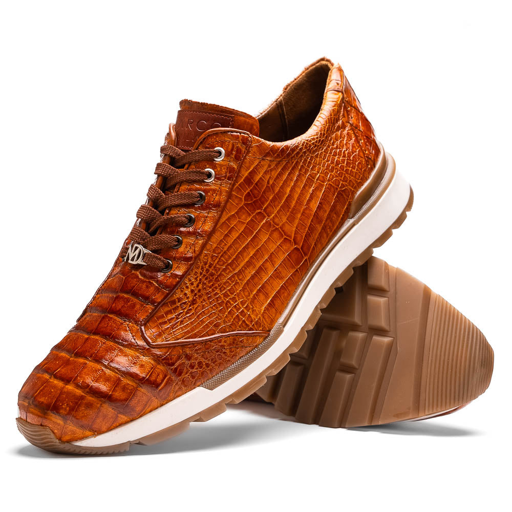 Marco Di Milano Alonzo Cognac All Over Caiman Crocodile Sneakers - Dudes Boutique