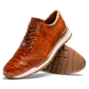 Marco Di Milano Alonzo Cognac All Over Caiman Crocodile Sneakers - Dudes Boutique