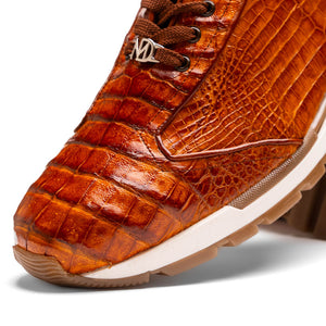 Marco Di Milano Alonzo Cognac All Over Caiman Crocodile Sneakers - Dudes Boutique