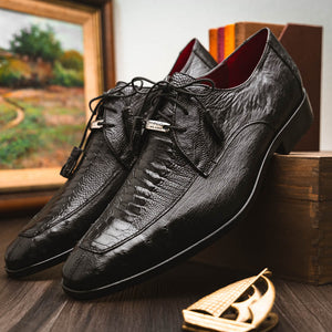 Marco Di Milano Andretti Black Ostrich Leg Dress Shoes - Dudes Boutique