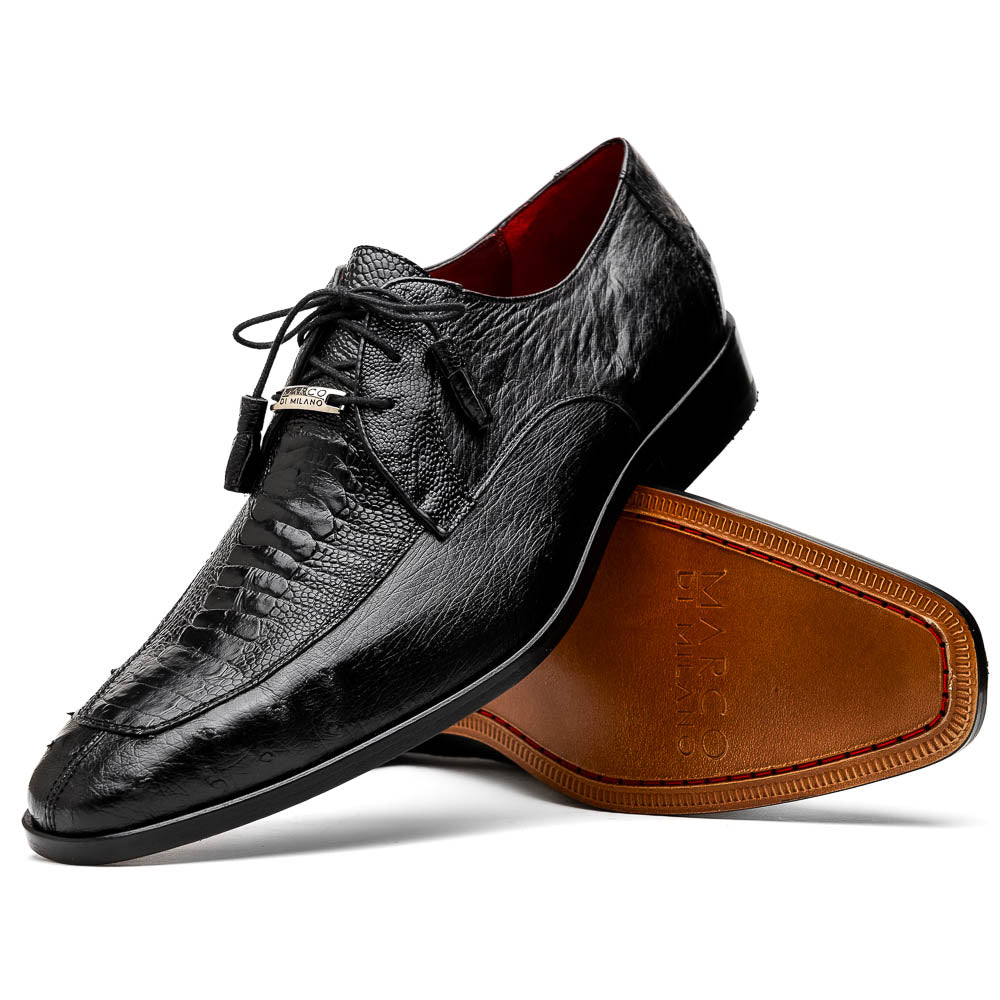 Marco Di Milano Andretti Black Ostrich Leg Dress Shoes - Dudes Boutique