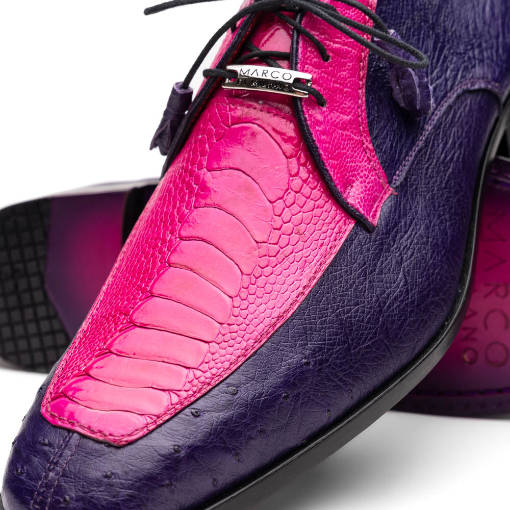 Marco Di Milano Andretti Pink / Purple Ostrich Leg Dress Shoes - Dudes Boutique