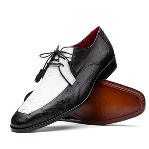 Marco Di Milano Andretti White / Black Ostrich Leg Dress Shoes - Dudes Boutique