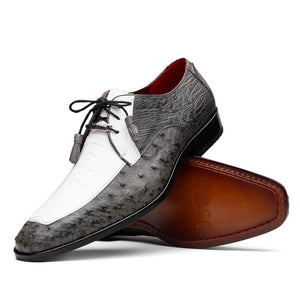 Marco Di Milano Andretti White / Grey Ostrich Leg Dress Shoes - Dudes Boutique