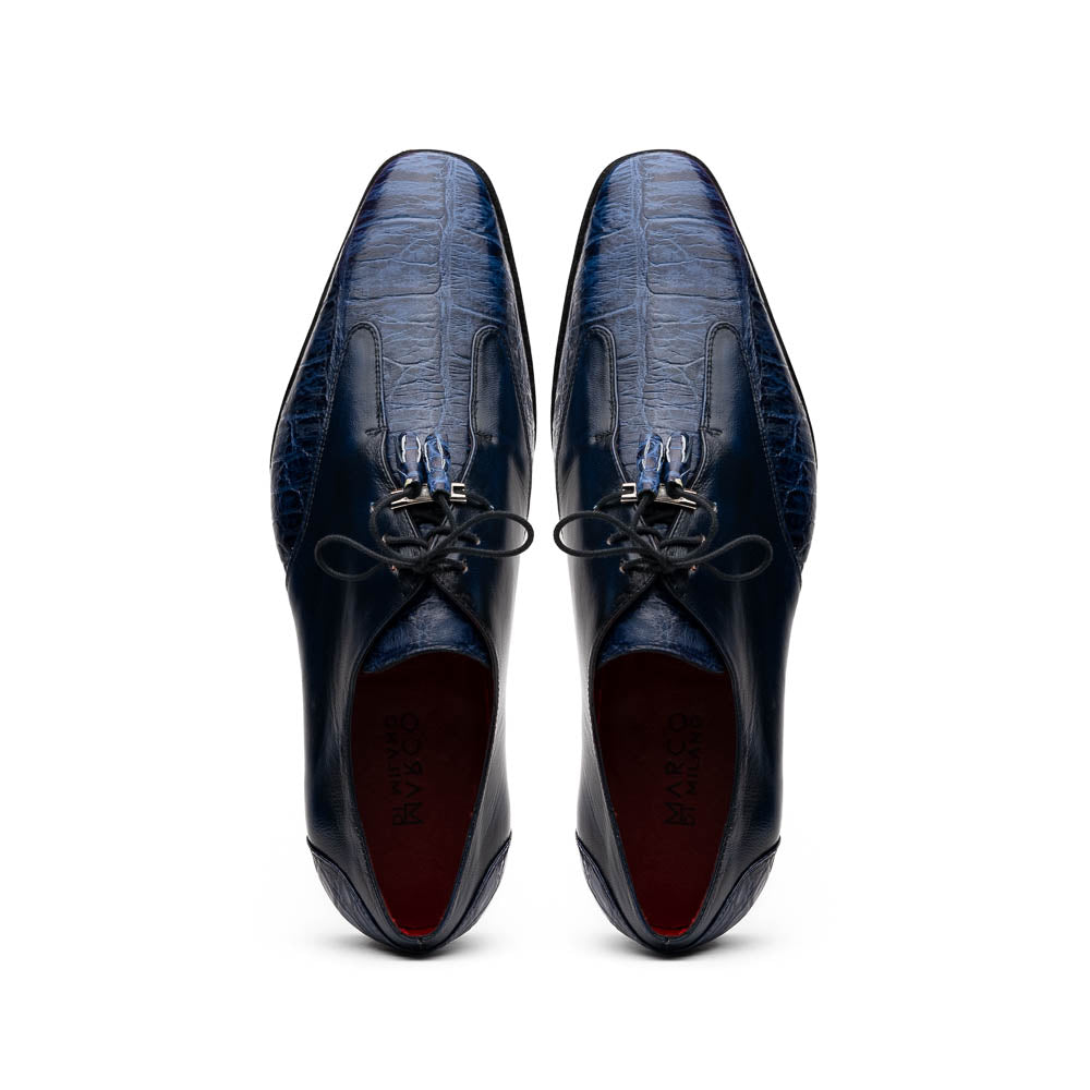 Marco Di Milano Anzio Navy Alligator & Calfskin Dress Shoes - Dudes Boutique